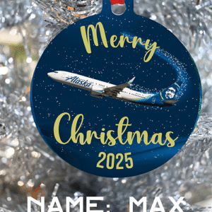 Alaska Airlines Ornament - Merry Christmas or Happy Holidays