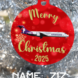 Hawaiian Airlines Ornament - Merry Christmas, Happy Holidays, or Happy Hannukah