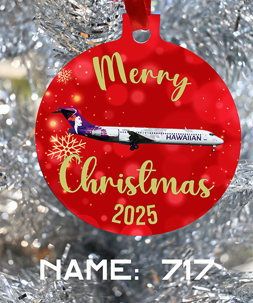 Hawaiian Airlines merry christmas, have a happy holiday ornament for 2025