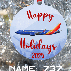 Southwest Airlines Ornament - Merry Christmas, Happy Holidays, or Happy Hannukah