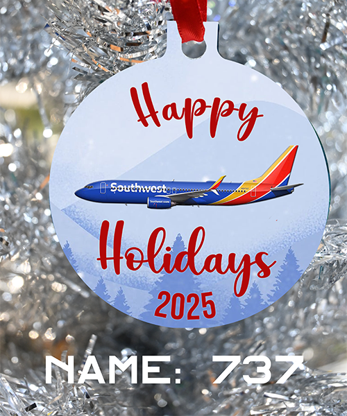 Southwest Airlines SWA Christmas Ornament, Happy Holidays, Merry Christmas 2025 Southwest Pilots Southwest Crews
