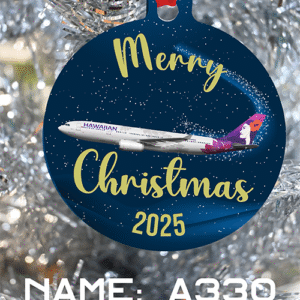 Hawaiian Airlines Ornament - Merry Christmas, Happy Holidays, or Happy Hannukah