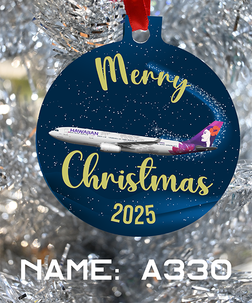 Hawaiian Airlines merry christmas, have a happy holiday ornament for 2025