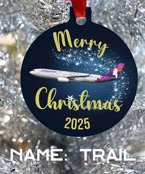 Hawaiian Airlines merry christmas, have a happy holiday ornament for 2025