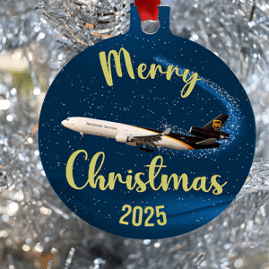 UPS Christmas ornament, Merry Christmas 2925 UPS Pilots UPS mechanics, UPS loadmasters Happy Holidays crews of UPS
