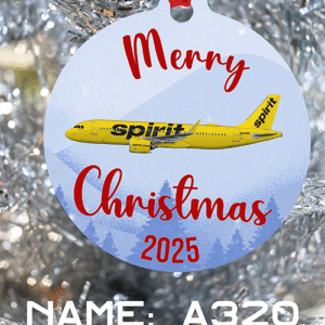 Spirit Airlines Ornament - Merry Christmas, Happy Holidays, or Happy Hannukah