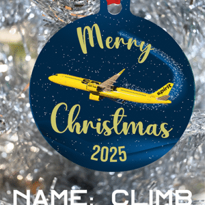 Spirit Airlines Ornament - Merry Christmas, Happy Holidays, or Happy Hannukah