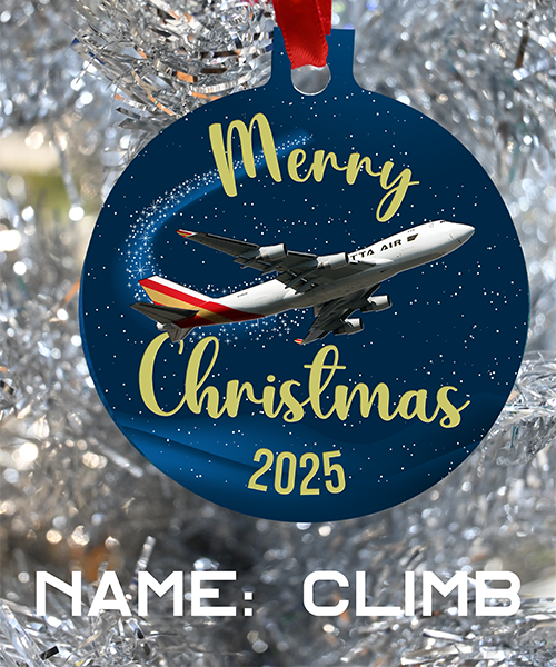 Kalitta Air K4 Christmas ornament for pilots mechanics and loadmasters of kalitta. Celebrate the end of 2025 with this fun ornament , Happy Holidays Merry Christmas Kalitta