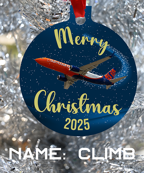 SunCountry Airlines merry christmas, Suncountry Ornament for 2025 Happy Holidays Sun Country crew