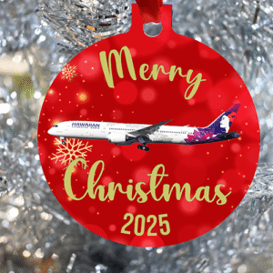 Hawaiian Airlines merry christmas, have a happy holiday ornament for 2025