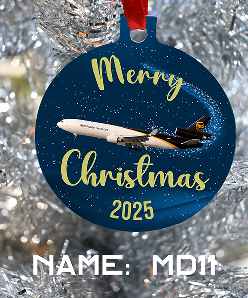 UPS Christmas ornament, Merry Christmas 2925 UPS Pilots UPS mechanics, UPS loadmasters Happy Holidays crews of UPS