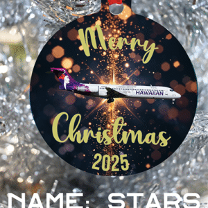 Hawaiian Airlines Ornament - Merry Christmas, Happy Holidays, or Happy Hannukah