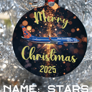 Sun Country Airlines Ornament - Merry Christmas, Happy Holidays, or Happy Hannukah
