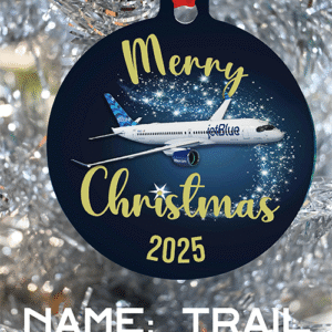 Jetblue Airlines Ornament - Merry Christmas, Happy Holidays, or Happy Hannukah