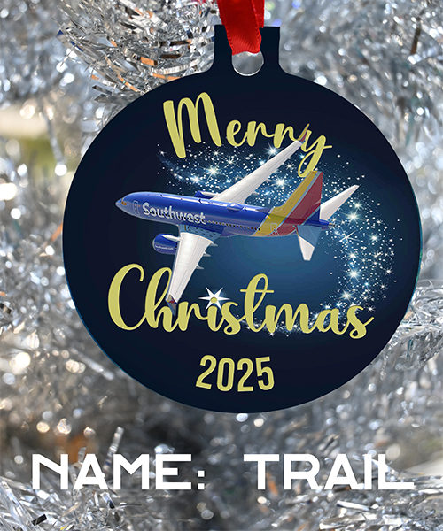 Southwest Airlines SWA Christmas Ornament, Happy Holidays, Merry Christmas 2025 Southwest Pilots Southwest Crews