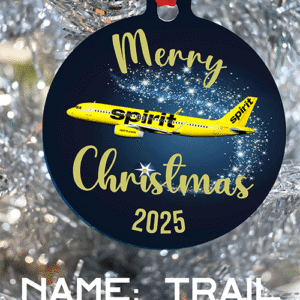 Spirit Airlines Ornament - Merry Christmas, Happy Holidays, or Happy Hannukah