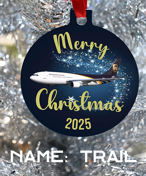 UPS Christmas ornament, Merry Christmas 2925 UPS Pilots UPS mechanics, UPS loadmasters Happy Holidays crews of UPS