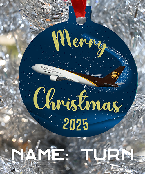 UPS Christmas ornament, Merry Christmas 2925 UPS Pilots UPS mechanics, UPS loadmasters Happy Holidays crews of UPS